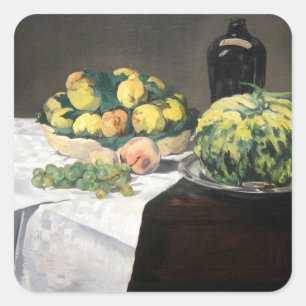 Nog steeds leven Lemon Peaches door Manet Impressi Vierkante Sticker