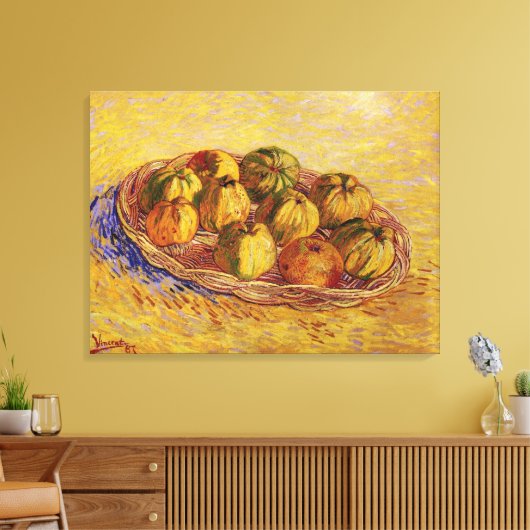Nog steeds leven, mandje appels van Vincent van Go Canvas Afdruk (Insitu (Woonkamer))