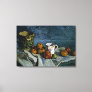 Nog steeds leven met appels, beker en Pitcher (oli Canvas Afdruk