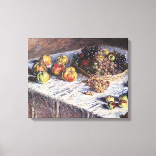 Nog steeds leven met appels en druiven van Claude Canvas Afdruk (Voorkant)