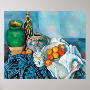 Nog steeds leven met appels Paul Cézanne die eten  Poster