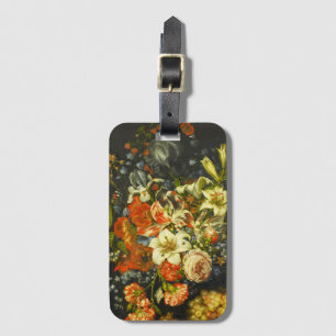 Nog steeds leven met bloemen en fruit bagagelabel