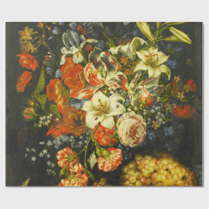 Nog steeds leven met bloemen en fruit cadeaupapier