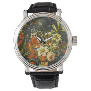 Nog steeds leven met bloemen en fruit horloge