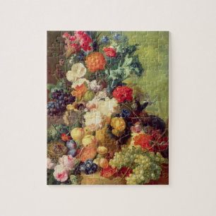 Nog steeds leven met bloemen en fruit legpuzzel