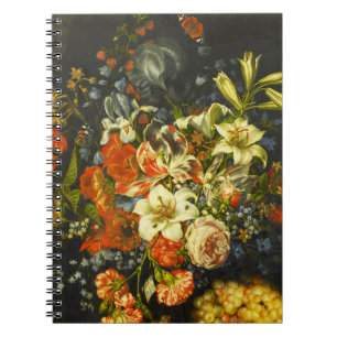 Nog steeds leven met bloemen en fruit notitieboek