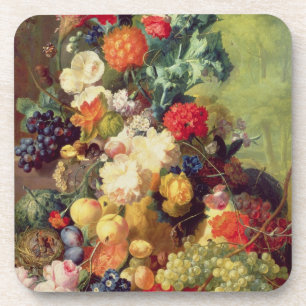 Nog steeds leven met bloemen en fruit onderzetter