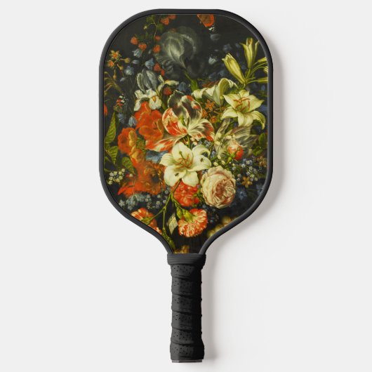 Nog steeds leven met bloemen en fruit pickleball paddle (Voorkant)