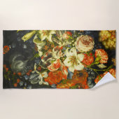 Nog steeds leven met bloemen en fruit strandlaken (Voorkant)