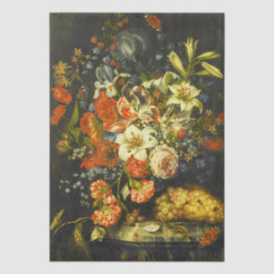 Nog steeds leven met bloemen en fruit tissuepapier