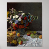 Nog steeds leven met bloemen en fruit van Claude M Poster (Voorkant)