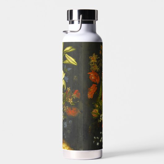 Nog steeds leven met bloemen en fruit waterfles (Rechts)