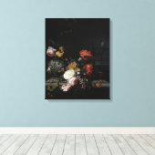 Nog steeds leven met bloemen en insecten canvas afdruk (Insitu (Houten vloer))