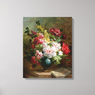 Nog steeds leven met bloemen en muziek op vellen canvas afdruk
