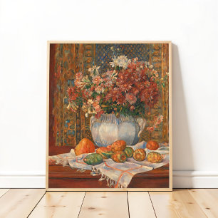 Nog steeds leven met bloemen en wrijfperen, renoir poster