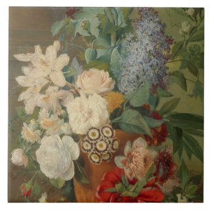 Nog steeds leven met bloemen in een Terracotta Vas Tegeltje