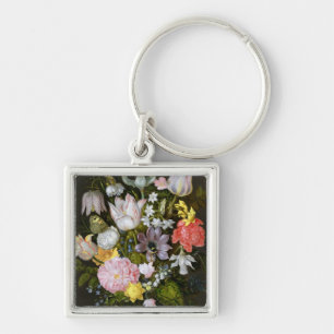 Nog steeds leven met bloemen sleutelhanger