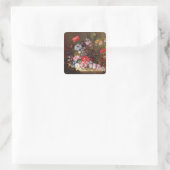 Nog steeds leven met bloemen vierkante sticker (Tas)