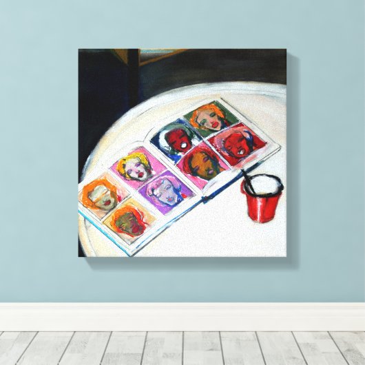 Nog steeds leven met boek- en rode Mok Canvas (Insitu (Houten vloer))