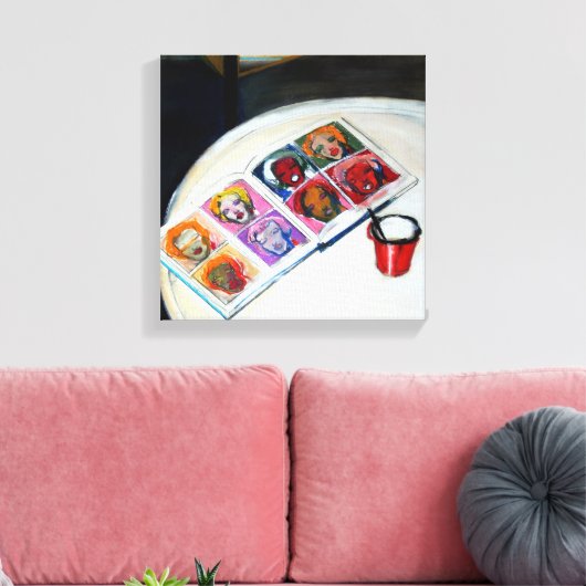 Nog steeds leven met boek- en rode Mok Canvas (Insitu (Woonkamer))