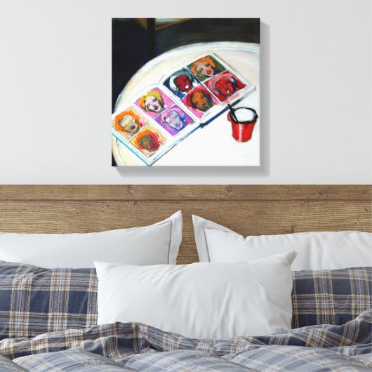 Nog steeds leven met boek- en rode Mok Canvas (Insitu (Slaapkamer))