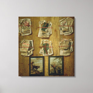 Nog steeds leven met boekenvellen en Afbeeldingen, Canvas Afdruk