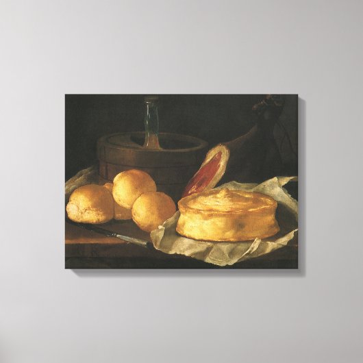 Nog steeds leven met Bread Tart en Ham, Giuseppe R Canvas Afdruk (Voorkant)