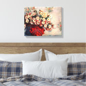 Nog steeds leven met Chrysanthema's van Claude Mon Canvas Afdruk (Insitu (Slaapkamer))