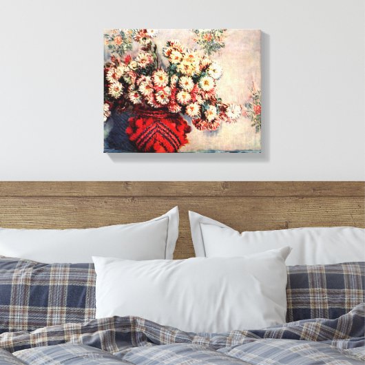 Nog steeds leven met Chrysanthema's van Claude Mon Canvas Afdruk (Insitu (Slaapkamer))
