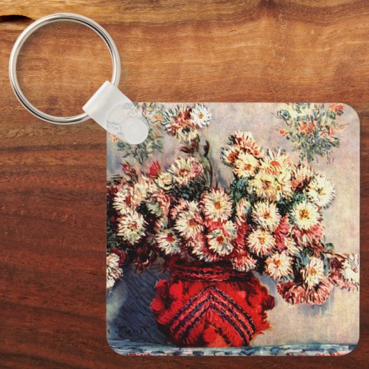 Nog steeds leven met Chrysanthema's van Claude Mon Sleutelhanger (Voorkant)