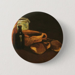 Nog steeds leven met Clogs en Pots, Van Gogh Ronde Button 5,7 Cm