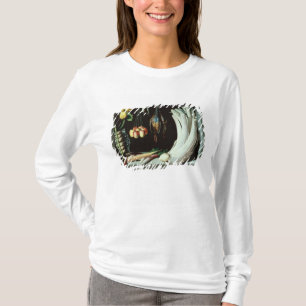 Nog steeds leven met dode vogels, vruchten en t-shirt