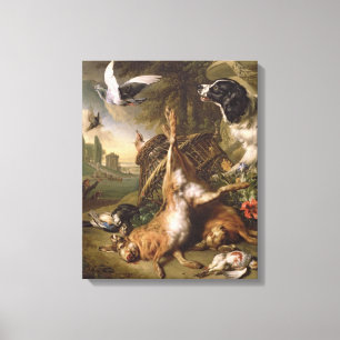 Nog steeds leven met dood spel en hazen canvas afdruk