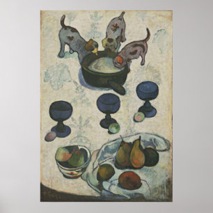 Nog steeds leven met drie Puppies van Paul Gauguin Poster