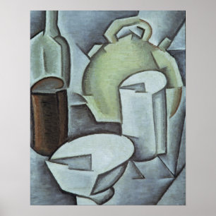 Nog steeds leven met een fles wijn en een ooroorlo poster