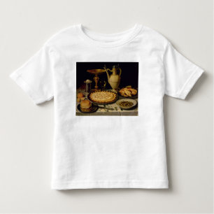 Nog steeds leven met een tart, kip, brood en olijv kinder shirts