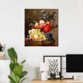 Nog steeds leven met fruit en bloemen poster (Thuiskantoor)