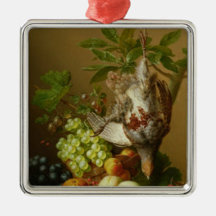 Nog steeds leven met fruit en een dode patrijs metalen ornament