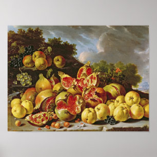 Nog steeds leven met granaatappels poster
