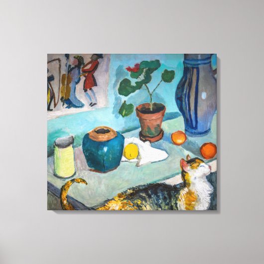 Nog steeds leven met kat | Auguste Macke | Canvas Afdruk (Voorkant)