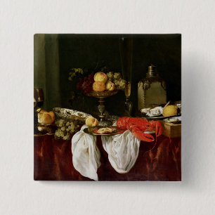 Nog steeds leven met kreeft vierkante button 5,1 cm