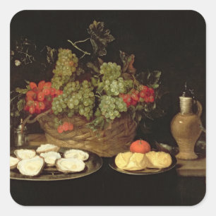 Nog steeds leven met oesters vierkante sticker