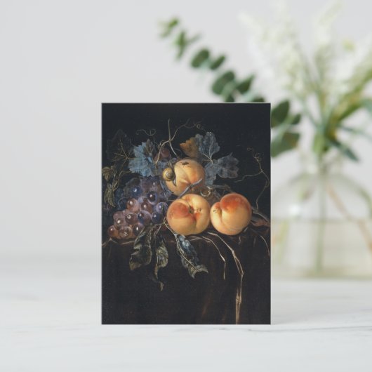 Nog steeds leven met perziken en druiven van Aelst Briefkaart (Staand voorkant)