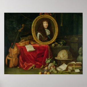 Nog steeds leven met portret van koning Louis Poster