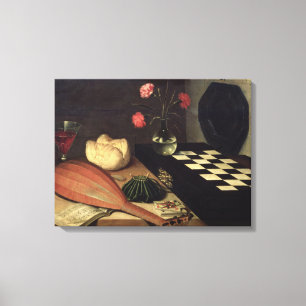 Nog steeds leven met schaakbord, 1630 canvas afdruk