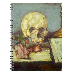 Nog steeds leven met schedel, kaarsje, boek van Pa Notitieboek