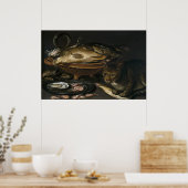 Nog steeds leven met vis en kat poster (Keuken)