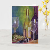 Nog steeds leven met wijn kaart (Gele Bloem)