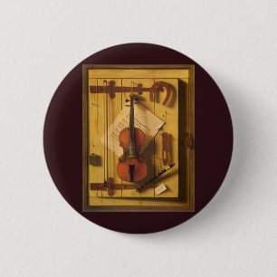 Nog steeds leven Violin en muziek door William Har Ronde Button 5,7 Cm