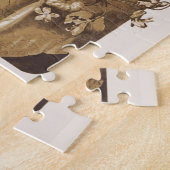 Nog steeds levensbloem sepia kleur nostalgie legpuzzel (Zijkant)